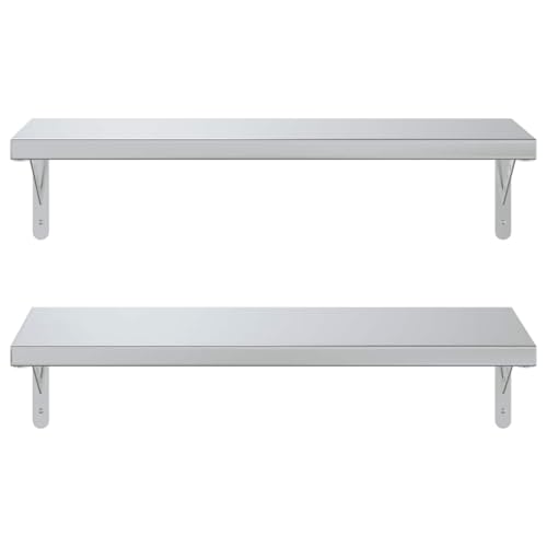 Étagères murales en acier inoxydable 75 cm rangement suspendu robuste - 6