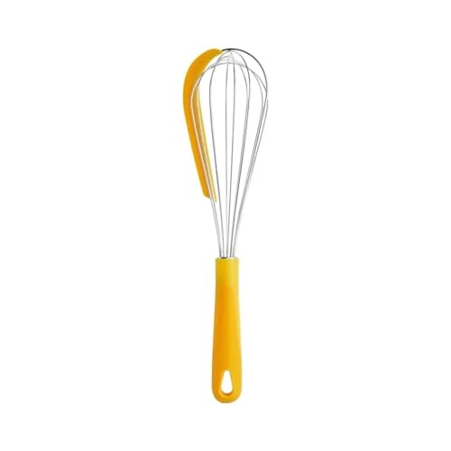Batidora De Huevos De Acero Inoxidable De 30 Cm Con Espátula De Silicona, Batidora Grande For Hornear Pasteles Cremosos, Utensilio De Cocina For El Hogar.(12-inch With Scraper (yellow))