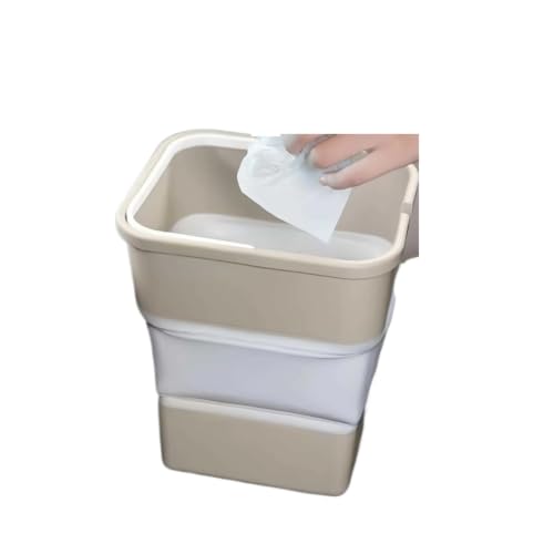 Cubo de basura para coches beige contenedor portátil y plegable