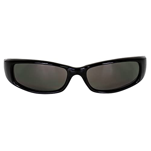 2 Pairs of MF Eyewear Bad Attitude Cool Wraparound Motorcycle Sunglasses Black Frames with Smoke & Red Lenses2
