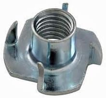 T-NUT 1/4-20 X 3/8" Length, 4 Prong, Steel, Press-in Threaded Insert for Wood OR Plastic. (Pack of 50)