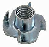 T-NUT 1/4-20 X 3/8" Length, 4 Prong, Steel, Press-in Threaded Insert for Wood OR Plastic. (Pack of 5