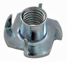 T-Nut 1/4-20 X 3/8" Length, 4 Prong, Steel, Press-In Threaded Insert For Wood Or Plastic. (Pack Of 50) #TOP5