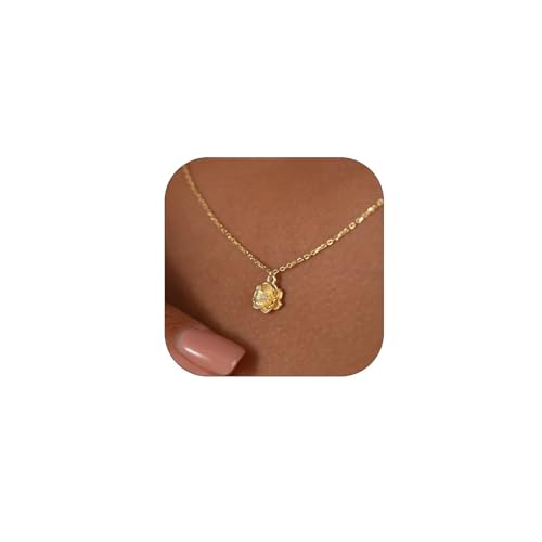 Dainty Flower Necklace for Women Birthflower Birthstone 14K Gold Plated necklaces Trendy Zircon Birthday for Women Jewelry