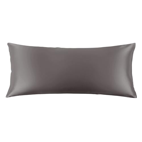 Image of THXSILK Set of 2 Silk Pillowcase for Hair and Skin, 100% Mulberry Silk Bed Pillowcase 22 Momme, Hypoallergenic Soft Breathable Silk Pillow Case with Hidden Zipper, Body Size 20 inchx54 inch, Dark Gray