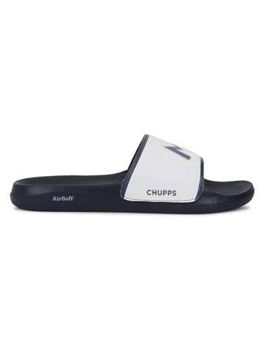 Image of CHUPPS Mi Ace Orange Navy Drift Orthopedic Slippers | Soft Footpharma Footbed | Breathable Ventilation Holes | Lightweight Flip Flops | Anti-Skid Chappals for Everyday For Mens