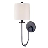 Hudson Valley Lighting Jericho 1-Light Wall Sconce - Old Bronze Finish with Off White Linen Shade