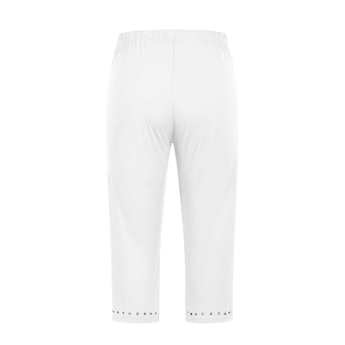 Girls 3/4 Leggings Stretchy High Waisted Lace Trim Smocked Capri Leggings Summer Yoga Dance Pants Lightweight4