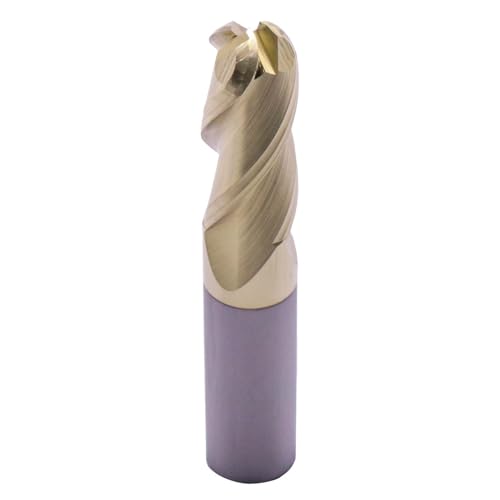 Image of 1 /2 inch 3 Flute Ball Nose Solid Carbide End Mill for Aluminum - ZrN Coated | 37 Degree Helix, 1 /2 inch Cutting Diameter, 1 /2 inch Shank Diameter, 1-1 /4 inch Length of Cut, 3 inch Overall Length