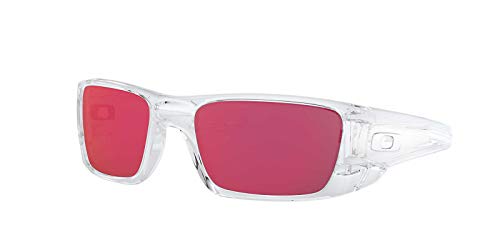 Oakley Mens OO9096 Fuel Cell Rectangular Sunglasses, Polished Clear/Torch Iridium, 60 mm