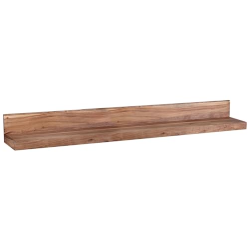 FineBuy Wandregal 160 cm Massivholz Akazie Holzregal Landhausstil Hängeregal Wandboard Naturprodukt Regal Braun
