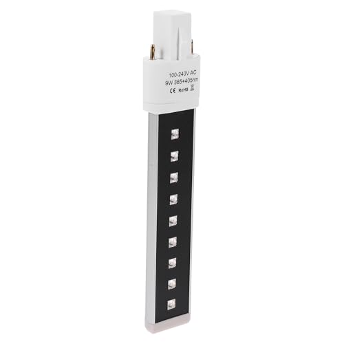 POPETPOP Tubo de Luz LED de 9w para Curar Gel de Uñas Doble Fuente de Luz, Secado Rápido Parpadeo, Material de Aleación de Aluminio para Manicura Profesional