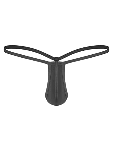 Linjinx Men's Micro Pouch Thongs G-String Mini Ultra-thin Breathable Underwear Gays Sissy Panties Black Large - Image 3