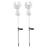 Takingup Luci solari angeliche da Giardino per Esterni 2 Pezzi Pali Luminosi solari angelici Impermeabili Pali Decorativi a LED per Giardino Cimitero Grave Cortile Prato - Luci da palo