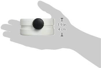 Vixen 2577-06 Balance Weight held in a hand, showing its compact size relative to a human hand. Dimensions 1.9 inches (4 cm) are indicated.