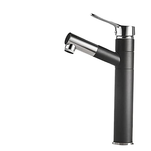 Robinet de lavabo noir et chrome haut pour vasque à poser moderne