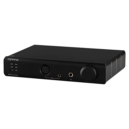 Topping A90 Discrete Fully Discrete Balanced Headphone AMP NFCA 4-Pin-XLR 4.4 Balanced 6.35mm SE Output Pre-Amplifier 2 * 9800mW 2 Gain Settings Headphone AMP Headphone Amplifier(Black)