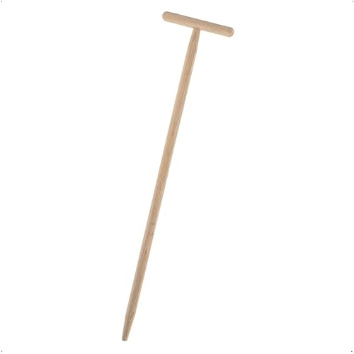 Rekord T-Stiel für Rasenkantenstecher aus Buchenholz, Länge: 90 cm, breiter Griff (20 cm), unlackiert, für Guten Halt & kraftvolles Arbeiten, Holzstiel, Buchenstiel, Ersatzstiel