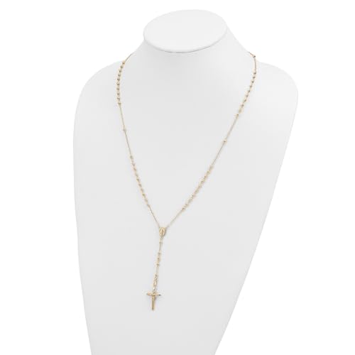 Jewelry Affairs 14K Yellow Gold Beaded Rosary Necklace with Crucifix, 24"4