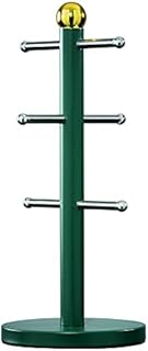 Daewoo Emerald Collection Mug Tree KAS1822 Cup Holder Store Up To 6 Mugs Kitchen Storage Space Saving Organiser Rack Green and Gold