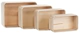 Brandsseller 4er Set Aufbewahrungsboxen aus Holz | Holzkisten in vier Größen | Aufbewahrungskörbe | 4er Set ineinander verstaubar | Natur