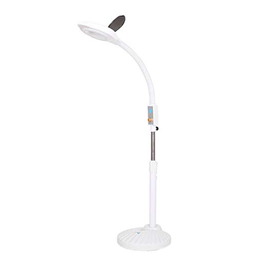 ZJFHEYUO Lámpara LED de aumento en pie con brazo giratorio ajustable, lupa x5 para cuidado de la piel, belleza, maquillaje, manicura, tatuaje, salón de belleza, spa, con soporte r