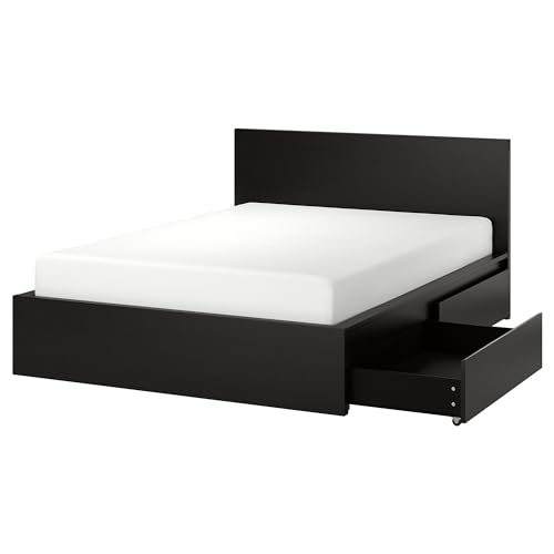 Ikea MALM bed frame, high, w 4 storage boxes, 140x200