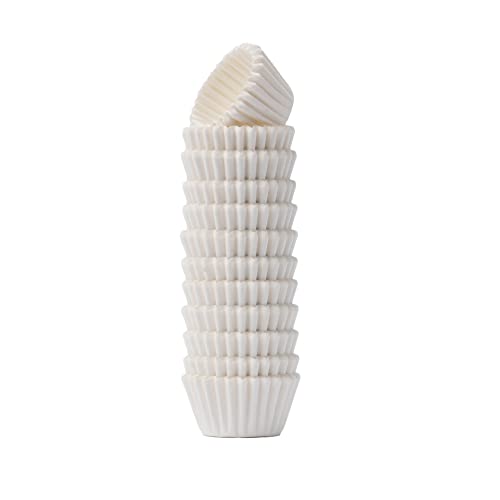 Liobelon 1000 Pieces Super Mini Cupcake Liners, Disposable Chocolate Candy Paper Wrapper Liners Greaseproof for Wedding Birthday Party Festival (White)