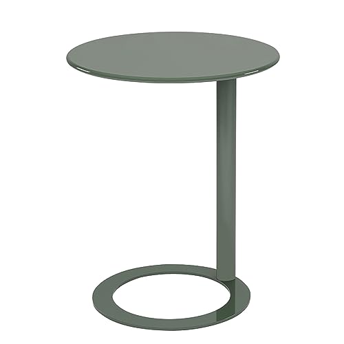 Mesa de sofa en forma de C gris que ahorra espacio en salones pequenos 2