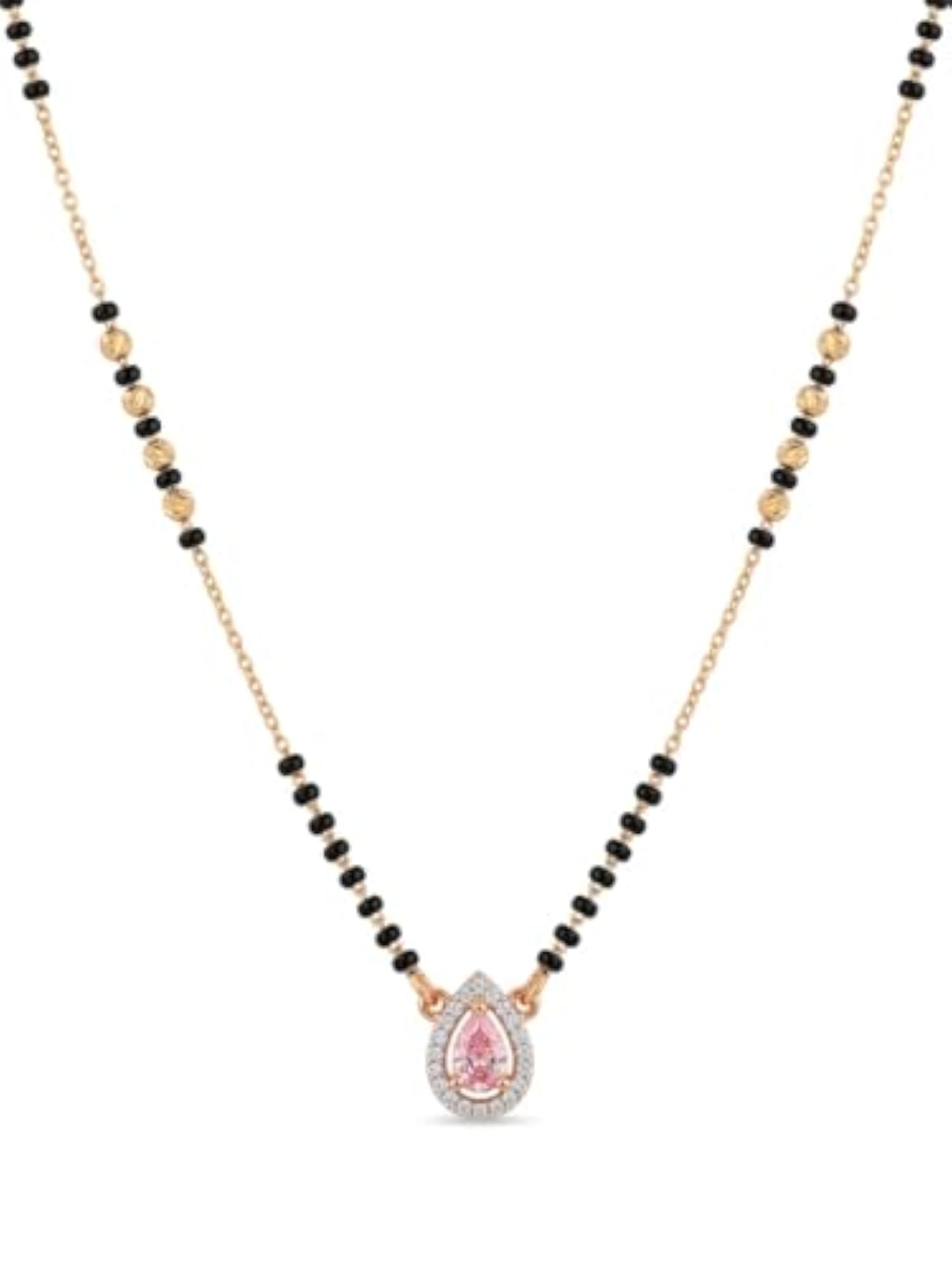 Gold Plated Nayra Pink Mangalsutra with Artificial Stones