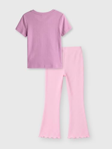 Image of Nap Chief Girls Cotton Official Cartoon Characters and Printed Co ord Set, Tshirt & Flared Pant Set for Casual Wear