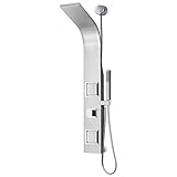 ANZZI Level 66' Body Massage 2-Jetted Shower Panel System with Heavy Rain Shower and Spray Wand in Black, Rainfall Waterfall Tower System with...