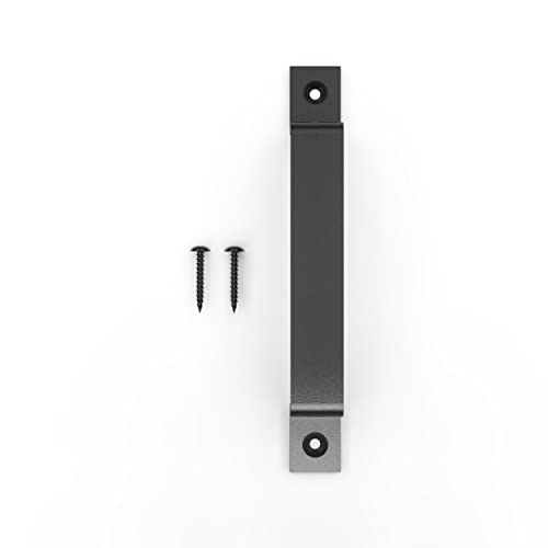 Image of 8 Inch Straight Bar Barn Door Handle - Black Cast Iron Pull for Sliding Doors, Gates, Sheds, Fences, Closets - Indoor Outdoor Farmhouse Hardware