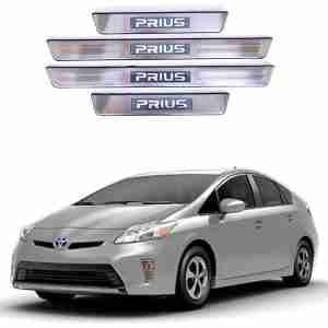 Image of AC Door Sill /Foot Step Stainless Steel Scuff Plate Plates Compatible with Toyota Prius (Set of 4 Pcs)