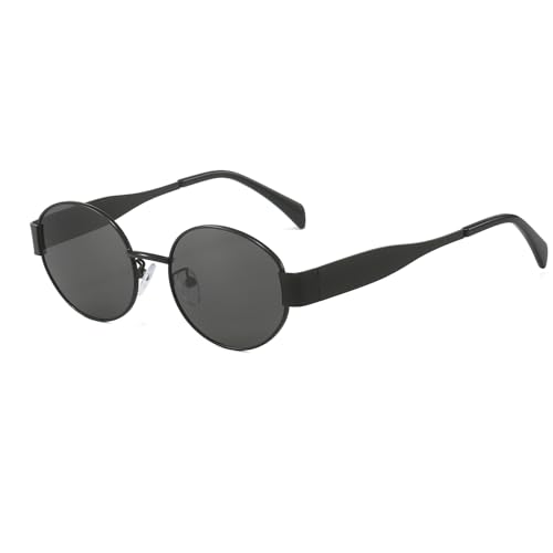Yueluqu Gafas De Sol Redondas Vintage Clásicas Retro Marco De Metal Gafas De Sol Ovaladas Punk Para Mujeres Hombres Gafas, Negro Gris Yueluqu Gafas De Sol Redondas Vintage Clásicas Retro Marco De Metal Gafas De Sol Ovaladas Punk Para Mujeres Hombres Gafas, Negro Gris