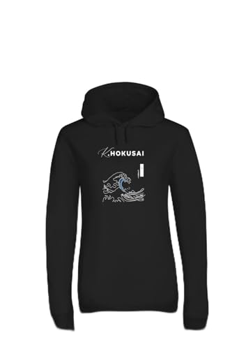 Sweat Hokusai femme noir coupe ample confortable XXL collection Line Art