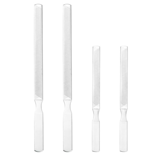 TEHAUX Limas de Uñas de Acero Inoxidable 4 Piezas (13 y 18 Cm) Kit Profesional para Manicura y Pedicura Lima de Cuatro Caras y Doble Cara, Herramienta para Lijar, Pulir y Decorar Uñas