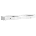 SONGMICS LWS085W01 Floating Wall Shelf with 3 Drawers, Wall Storage Unit, 80 x 15 x 10 cm, for Hallway, Living Room, Bedroom, Kitchen, High Gloss Painting, White