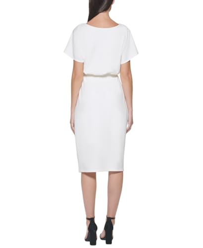 Image of Kensie Womens Short Sleeve Tie Waist Midi Dress