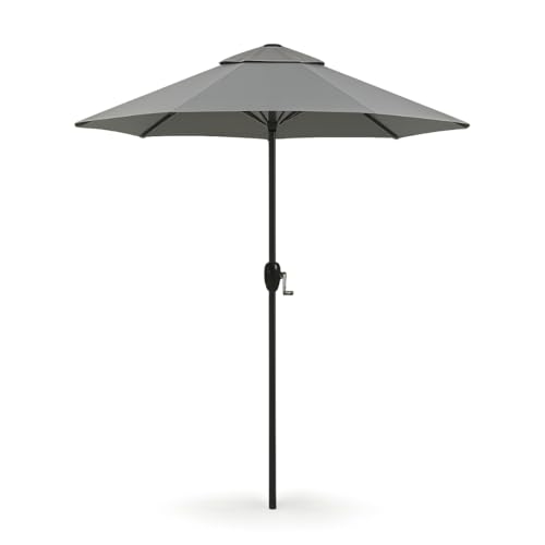 Ombrelone Guarda Sol 2,40m Praia Piscina 8 Varetas com Manivela para Jardim Varanda (Cinza)