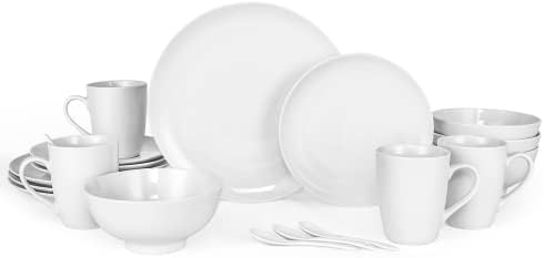 Miibox White Dinnerware Set, 20-Piece Service For 4，with Dinner Plates, Salad Plate, Bowls, Mugs and Teaspoons, Porcelain Durable for Christmas, Halloween, Wedding, Banquet