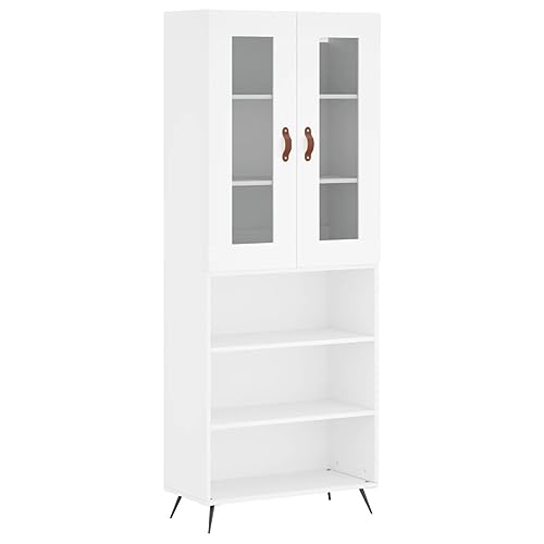 Xichuzi Aparador Alto Madera contrachapada Blanco 69,5x34x180 cm, Mueble Salon, Aparadores para Salon, Mueble Comedor, Mueble Auxiliar, Aparador Cocina, Aparador Entrada Recibidor - 3198697 - imagen 2