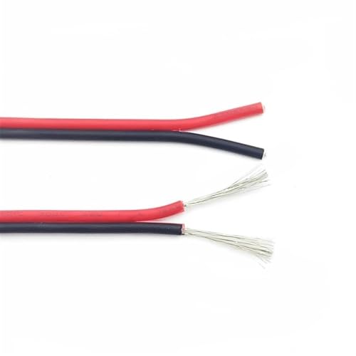 Outdoor Extension 1 Meter 2 Pin 26AWG Lamp Lighting Cable Electric Copper Wire Insulated Double Cords 2468 White Black Red Extend Connect Line Solar sheathed(Color:Black White)