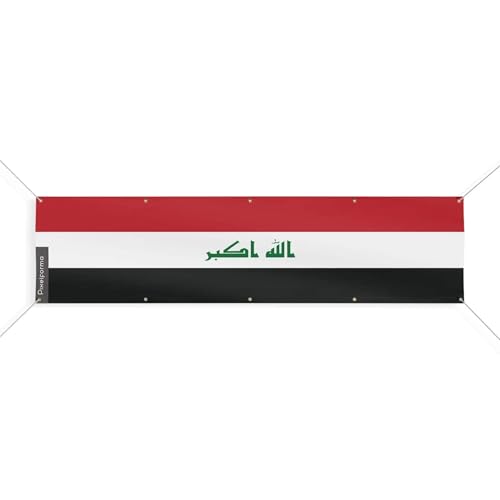 Drapeau de l'Irak grand format XL 80x380 cm pour mât extérieur 10 oeillets