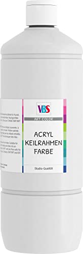 VBS Acrylfarbe für Keilrahmen, 1.000 ml, Malen auf Leinwand Farbe, Titanweiß