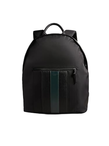 Ted Baker Herren Rucken Twill PU gestreifter Rucksack, Schwarz