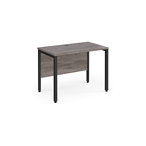 Image of Mr Office Maestro 25 straight desk 600mm deep - black bench leg frame, Grey oak, 1000