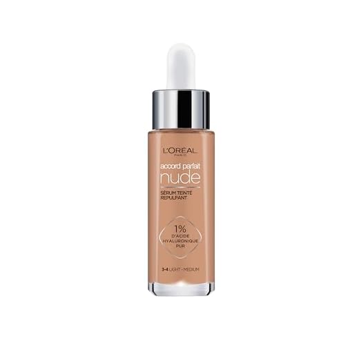L'Oreal Paris Make-up Designer Maquillaje Sérum Con Color Accord Parfait, Color 3-4 Light Medium, 1 Unidad (Paquete de 1)