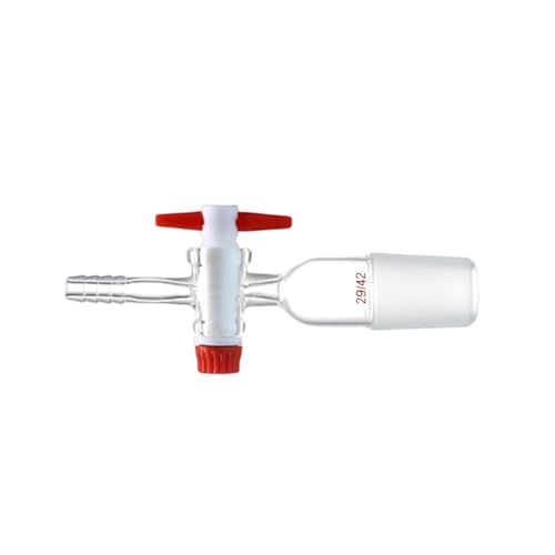 Deschem 29/42 Glass Vacuum Flow Control Adapter with PTFE Stopcock Ground Joint and Straight Hose Connection