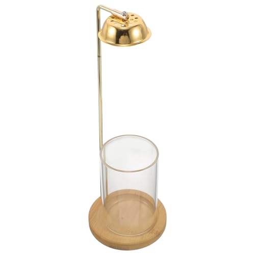 Homoyoyo Soporte para Incienso Creativo de Bambú y Hierro con Recipiente de Vidrio Quemador Invertido para Varitas de Moxibustión Base Estable Antideslizante para Hogar y Yoga Porta